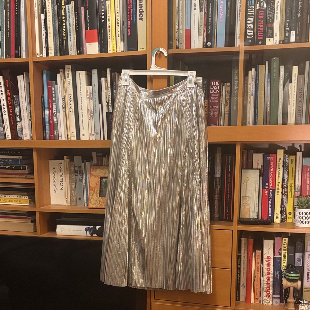 Anthropologie Metallic Silver A-Line Skirt